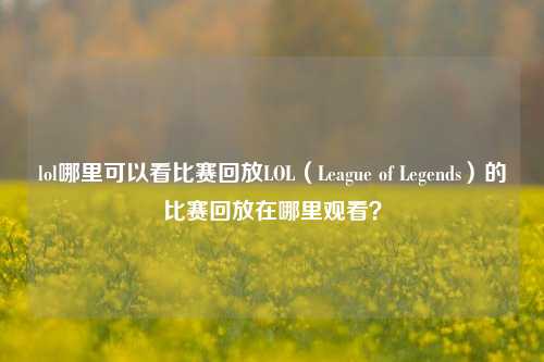lol哪里可以看比赛回放LOL（League of Legends）的比赛回放在哪里观看？