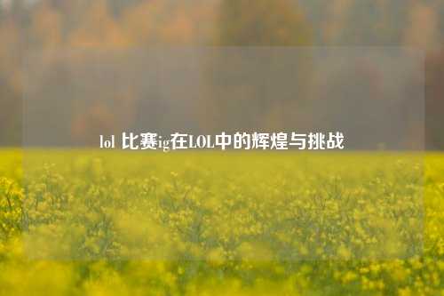 lol 比赛ig在LOL中的辉煌与挑战