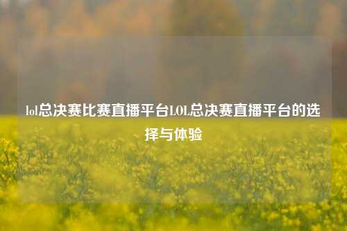 lol总决赛比赛直播平台LOL总决赛直播平台的选择与体验