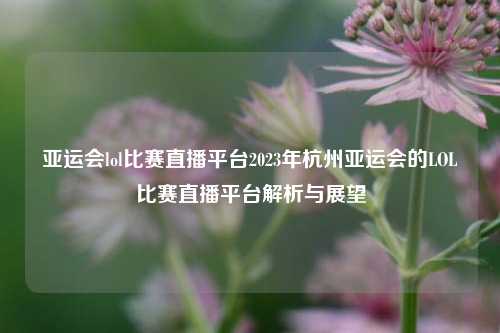 亚运会lol比赛直播平台2023年杭州亚运会的LOL比赛直播平台解析与展望