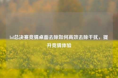 lol总决赛竞猜桌面去除如何高效去除干扰，提升竞猜体验