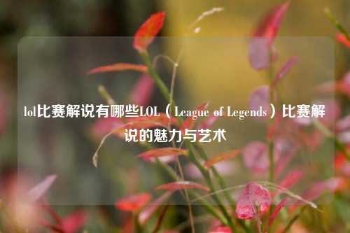 lol比赛解说有哪些LOL（League of Legends）比赛解说的魅力与艺术