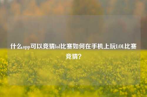 什么app可以竞猜lol比赛如何在手机上玩LOL比赛竞猜？
