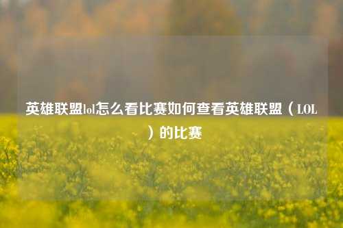 英雄联盟lol怎么看比赛如何查看英雄联盟（LOL）的比赛