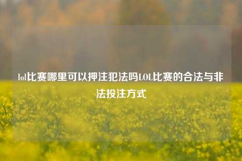 lol比赛哪里可以押注犯法吗LOL比赛的合法与非法投注方式