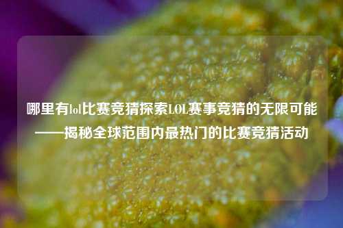哪里有lol比赛竞猜探索LOL赛事竞猜的无限可能——揭秘全球范围内最热门的比赛竞猜活动