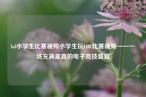 lol小学生比赛视频小学生玩LOL比赛视频——一场充满童真的电子竞技盛宴