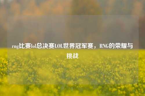 rng比赛lol总决赛LOL世界冠军赛，RNG的荣耀与挑战