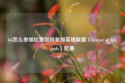 lol怎么参加比赛如何参加英雄联盟（League of Legends）比赛