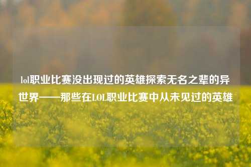 lol职业比赛没出现过的英雄探索无名之辈的异世界——那些在LOL职业比赛中从未见过的英雄