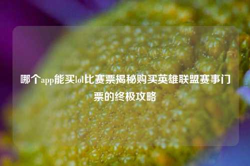 哪个app能买lol比赛票揭秘购买英雄联盟赛事门票的终极攻略