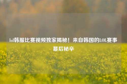 lol韩服比赛视频独家揭秘！来自韩国的LOL赛事幕后秘辛