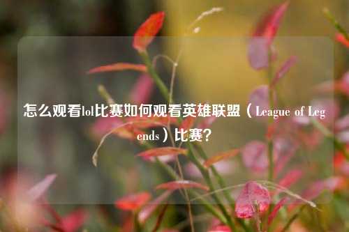 怎么观看lol比赛如何观看英雄联盟（League of Legends）比赛？