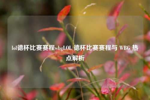 lol德杯比赛赛程wbgLOL 德杯比赛赛程与 WBG 热点解析