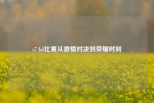 s7 lol比赛从激情对决到荣耀时刻