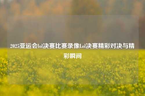 2025亚运会lol决赛比赛录像Lol决赛精彩对决与精彩瞬间
